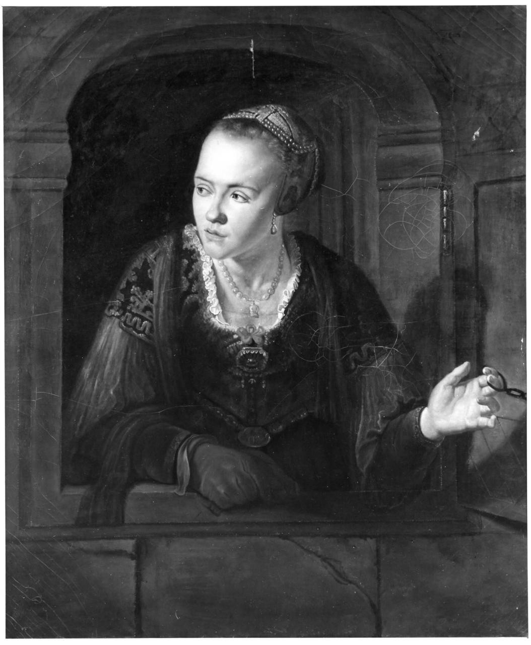 fanciulla alla finestra (dipinto) di Malenchini Matilde (sec. XIX)