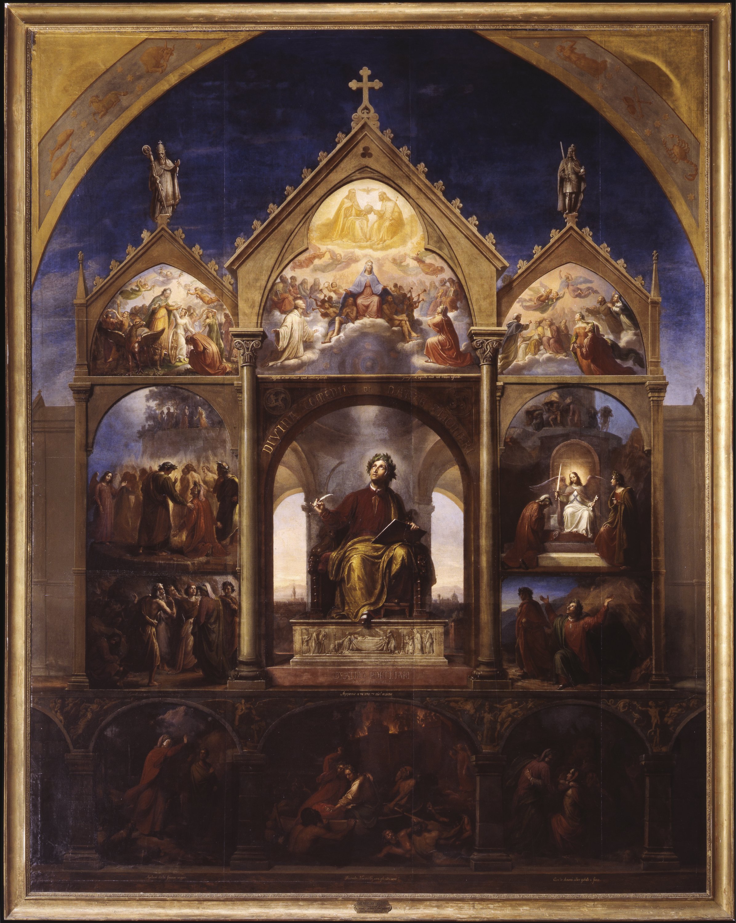 Dante e dieci episodi della Divina Commedia (dipinto) di Vogel von Volgelstein Carl Christian (sec. XIX)