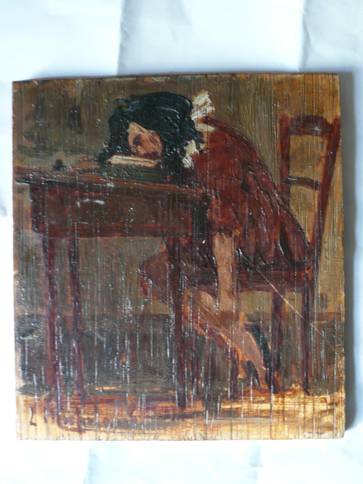 La scolara, figura femminile (dipinto) di Michelacci Luigi (sec. XX)