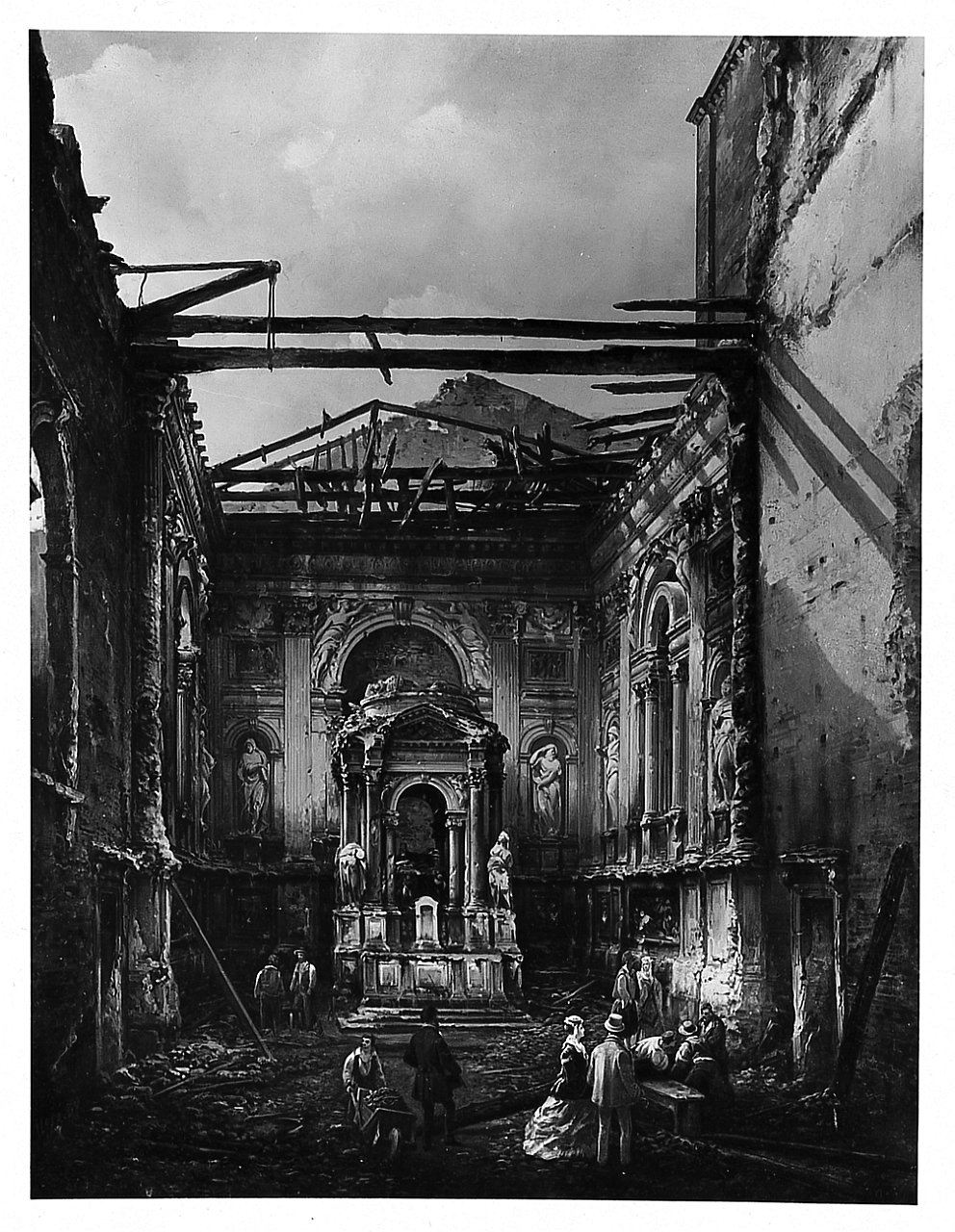 cappella del rosario dei SS. Giovanni e Paolo dopo lincendio (dipinto) di Moja Federico (sec. XIX)