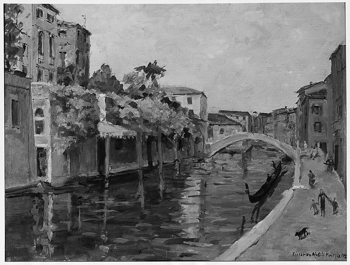 Palazzo Clary in primavera, veduta di Venezia (dipinto) di Nobili Riccardo (sec. XX)