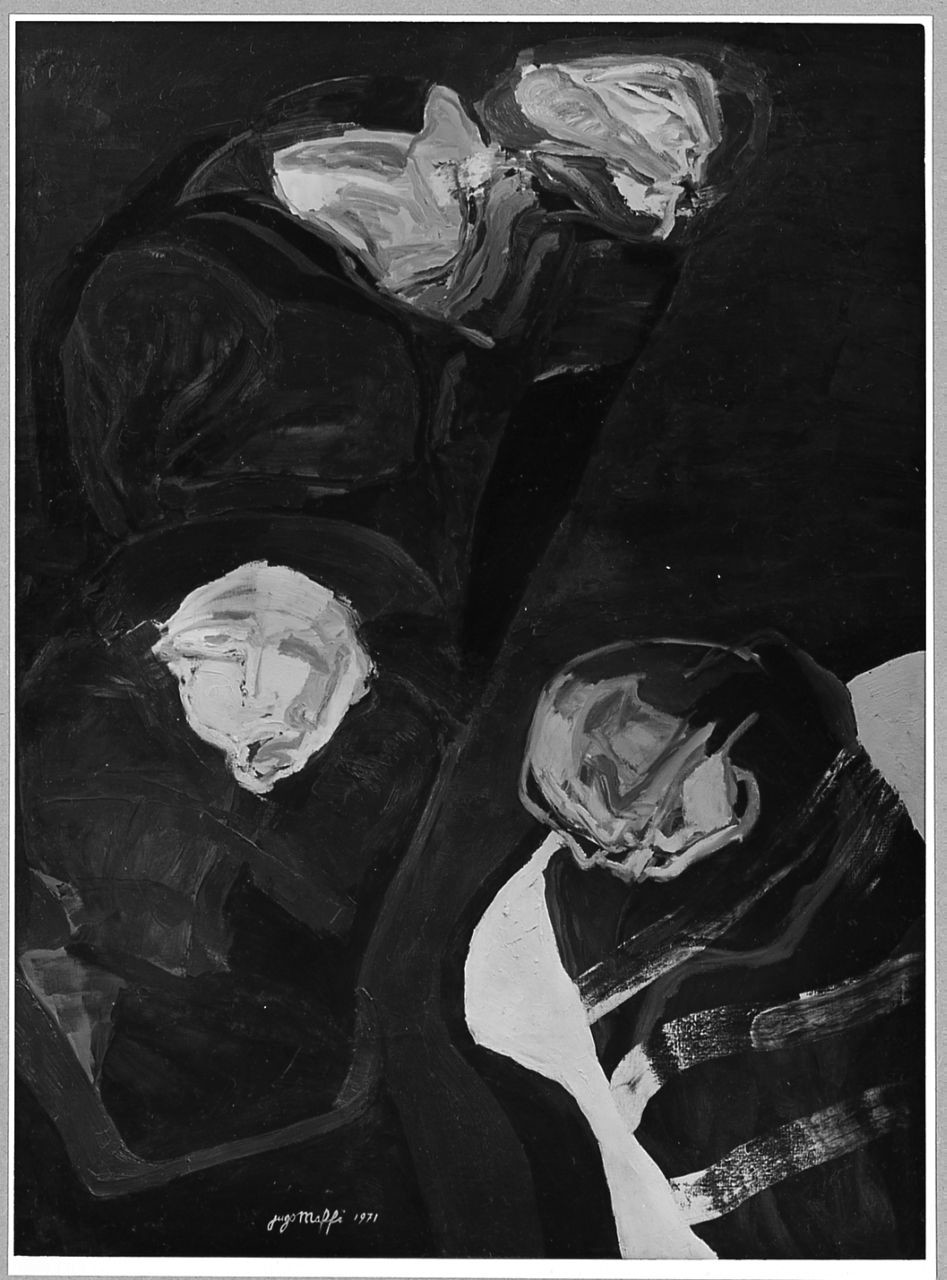 Giudici accusati, figure maschili (dipinto) di Maffi Ugo (sec. XX)