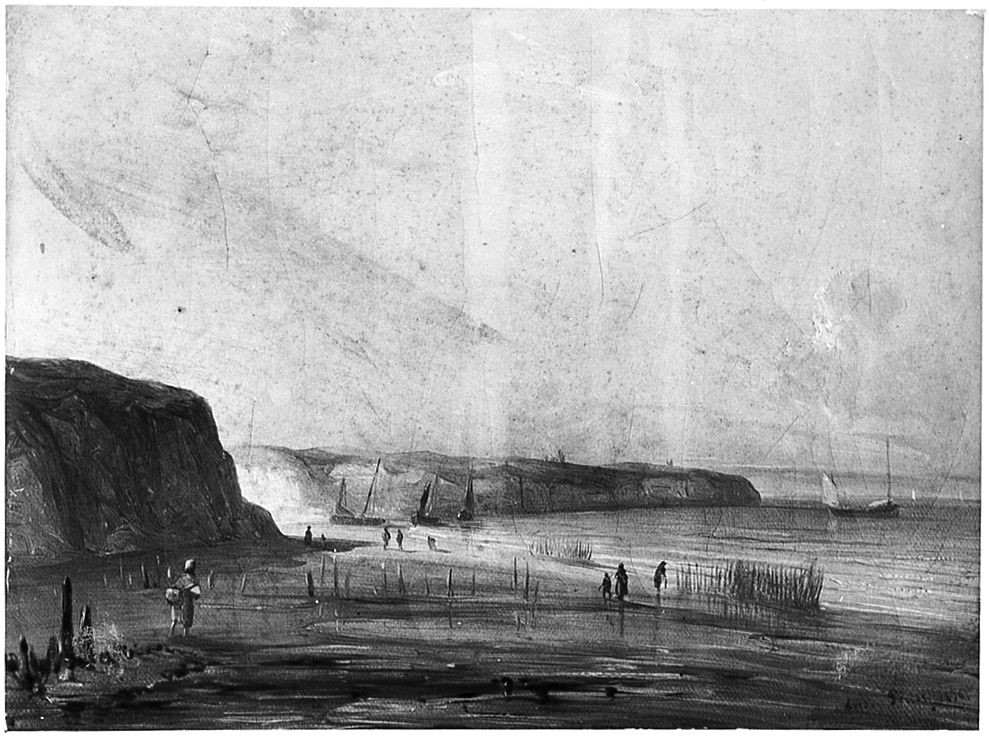 paesaggio marino di Dieppe (dipinto) di Perrot Ferdinando (sec. XIX)