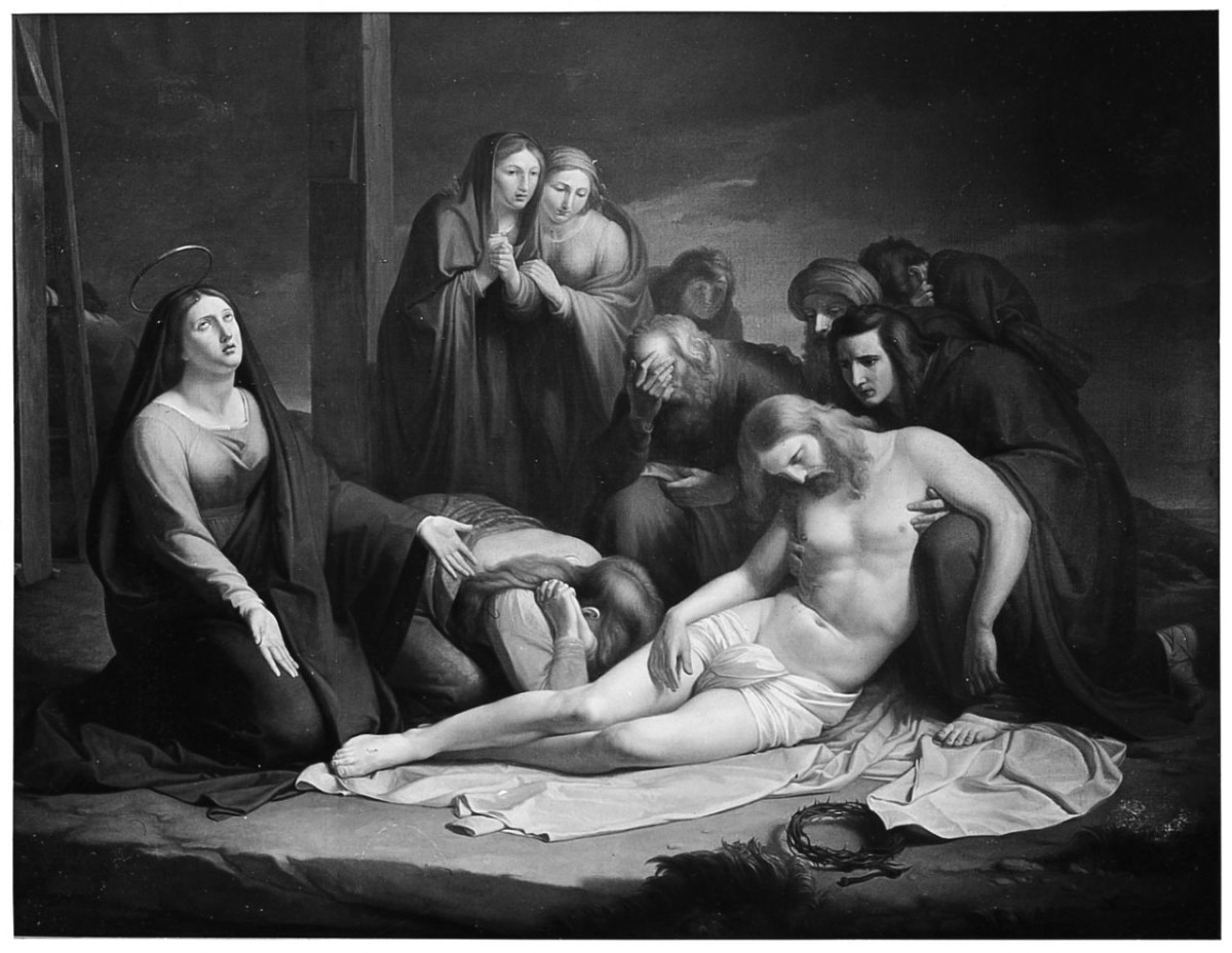compianto sul Cristo morto (dipinto) di Pierini Andrea (sec. XIX)