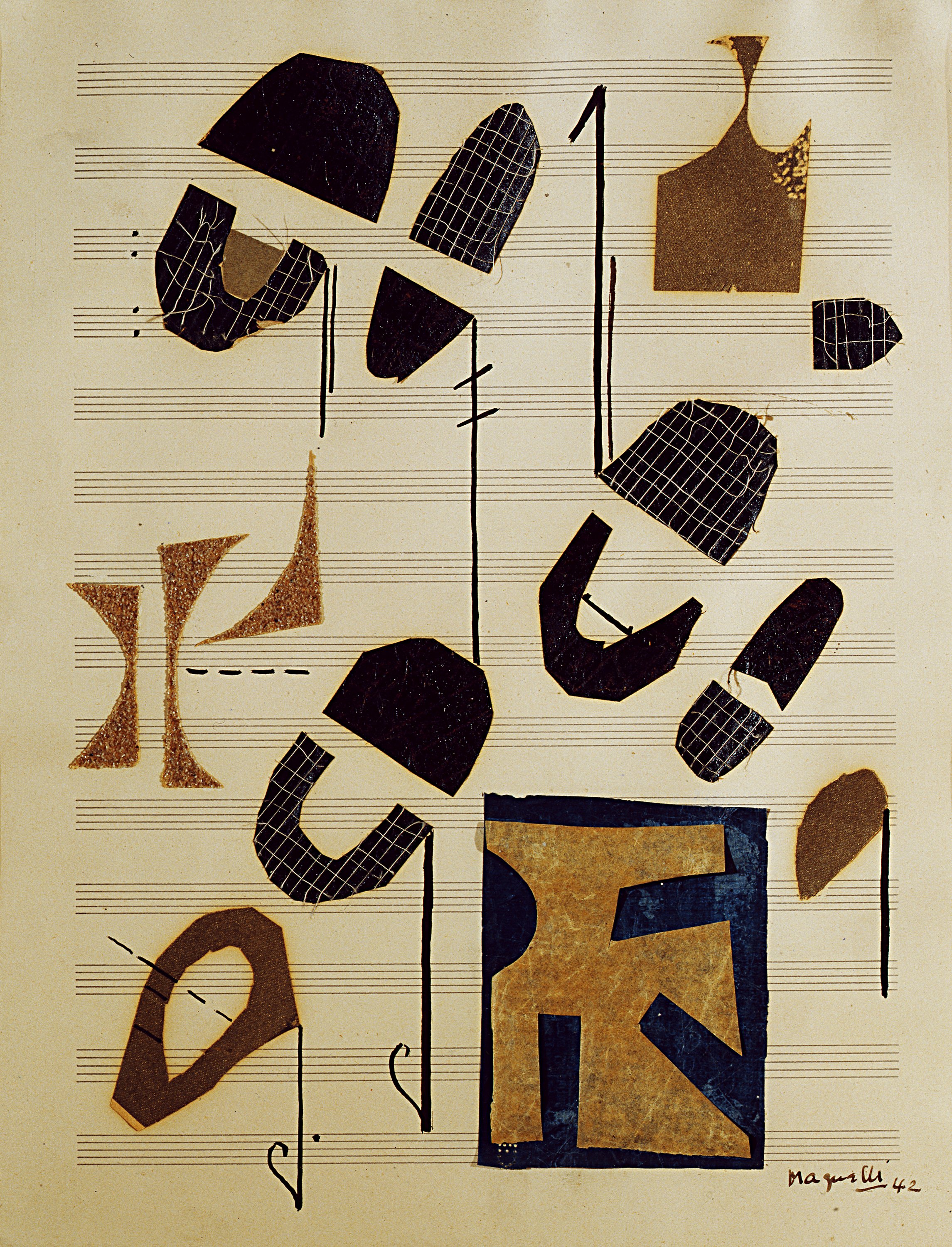 Collage musique, soggetto astratto (collage) di Magnelli Alberto (sec. XX)