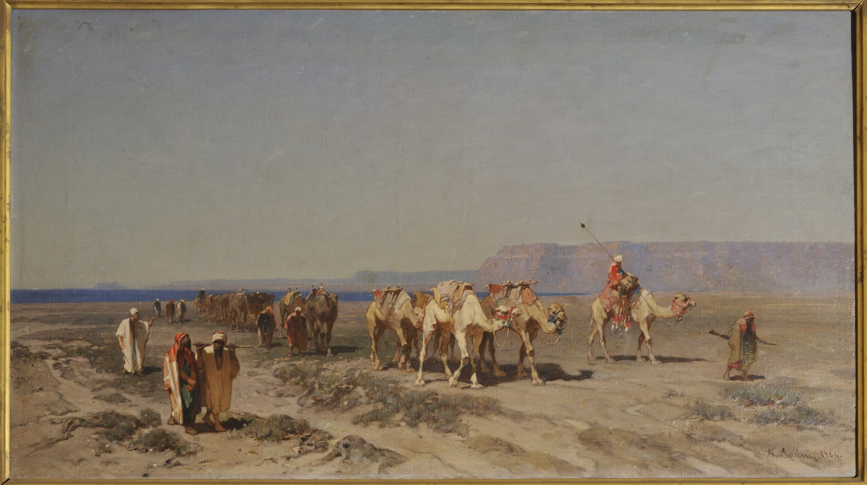 Carovana nel deserto, deserto (dipinto) di Pasini Alberto (sec. XIX)