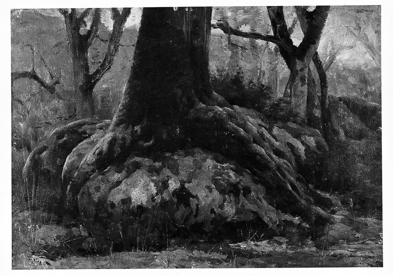 paesaggio con alberi (dipinto) di Simi Filadelfo (sec. XX)