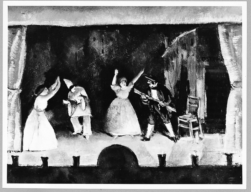 teatro di marionette (dipinto) di Surdi Luigi (sec. XX)