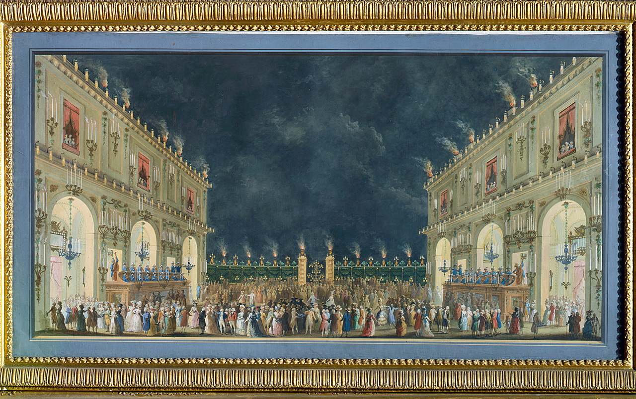 festa notturna al cortile del Casino delle Cascine in onore del granduca Ferdinando III (dipinto) di Terreni Giuseppe Maria (sec. XVIII)