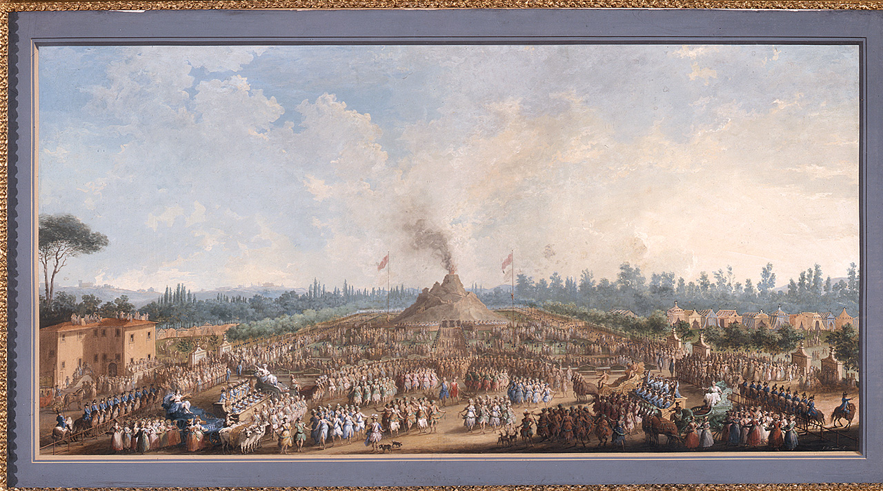 festa alle Cascine dell'Isola in onore di Ferdinando III. Il Vulcano (dipinto) di Terreni Giuseppe Maria (sec. XVIII)