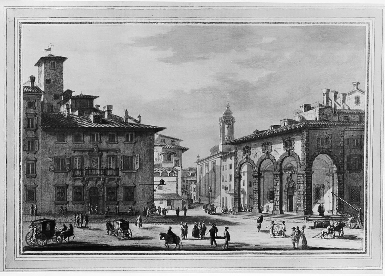 veduta della dogana di Livorno col Palazzo Pretorio (dipinto) di Terreni Giuseppe Maria (fine sec. XVIII)