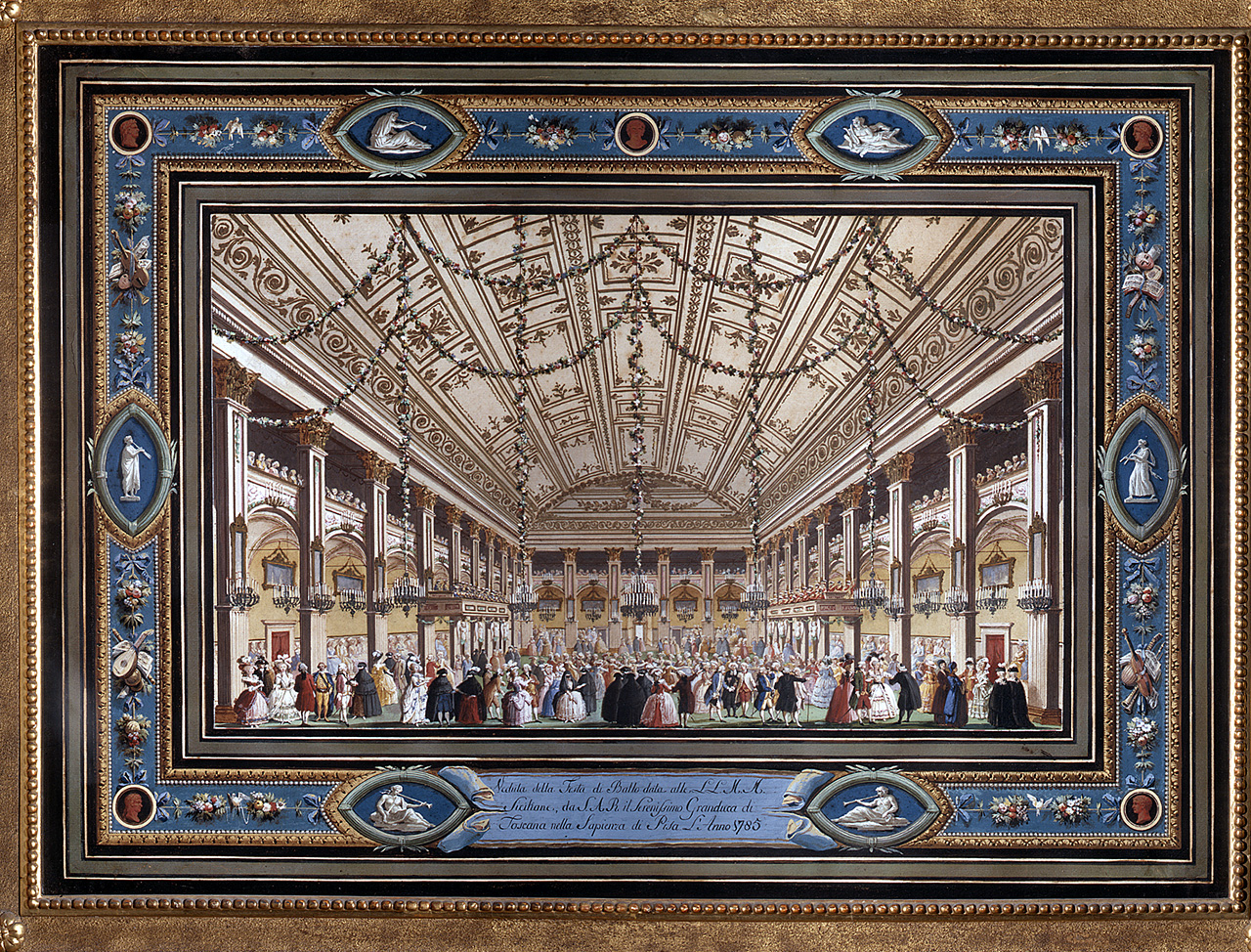 festa da ballo nel Palazzo della Sapienza a Pisa (dipinto) di Terreni Giuseppe Maria (fine sec. XVIII)