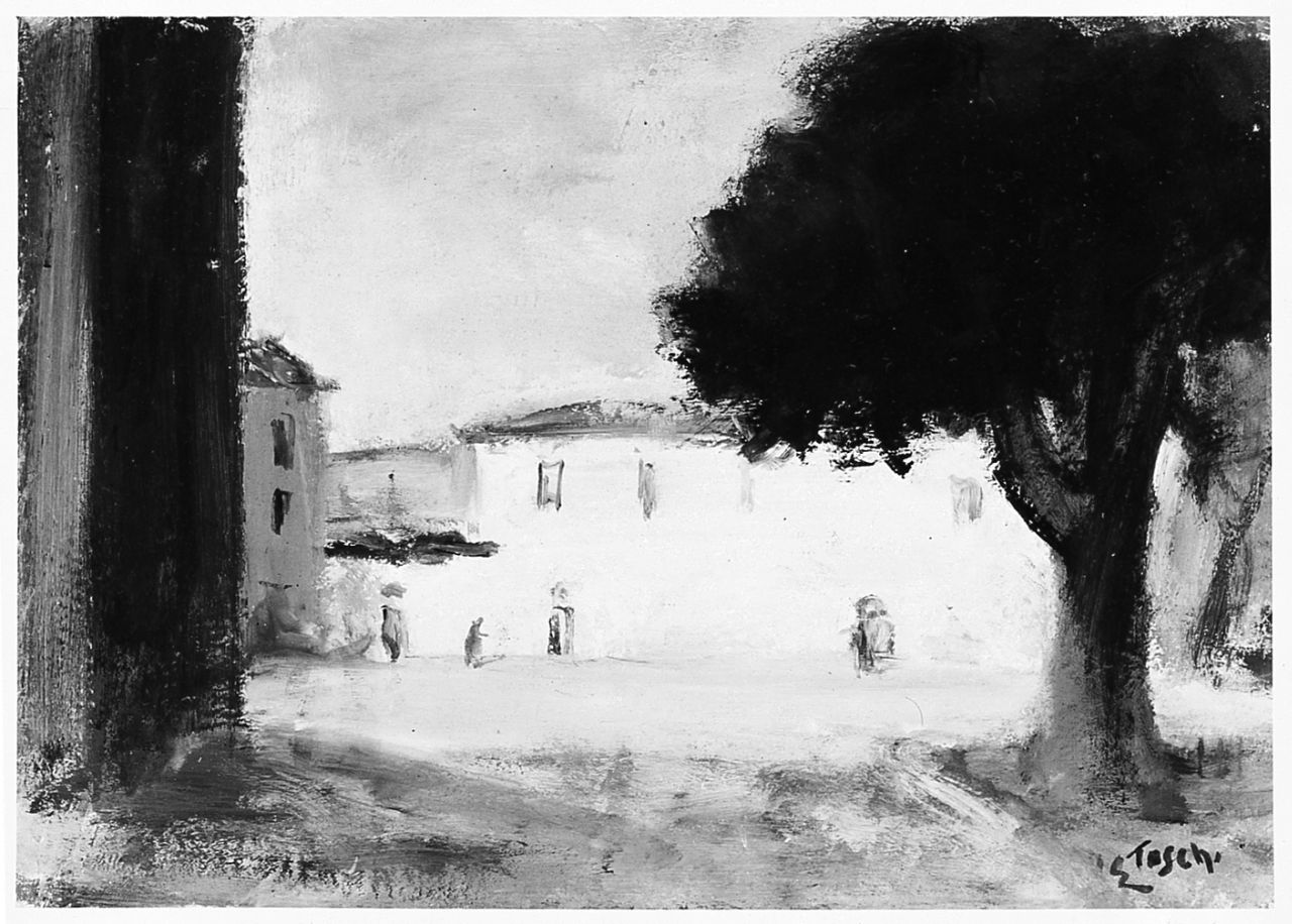 veduta di paese (dipinto) di Toschi Ermanno (sec. XX)