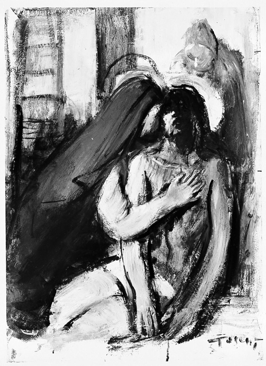 Deposizione, Cristo deposto dalla croce (dipinto) di Toschi Ermanno (sec. XX)