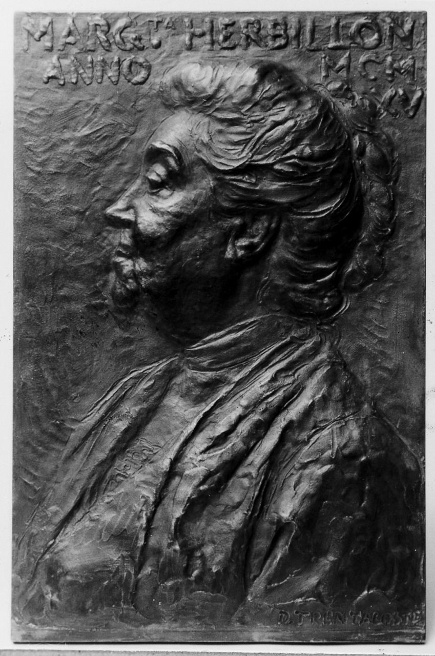 ritratto di Margherita Herbillon (placchetta) di Trentacoste Domenico (sec. XX)