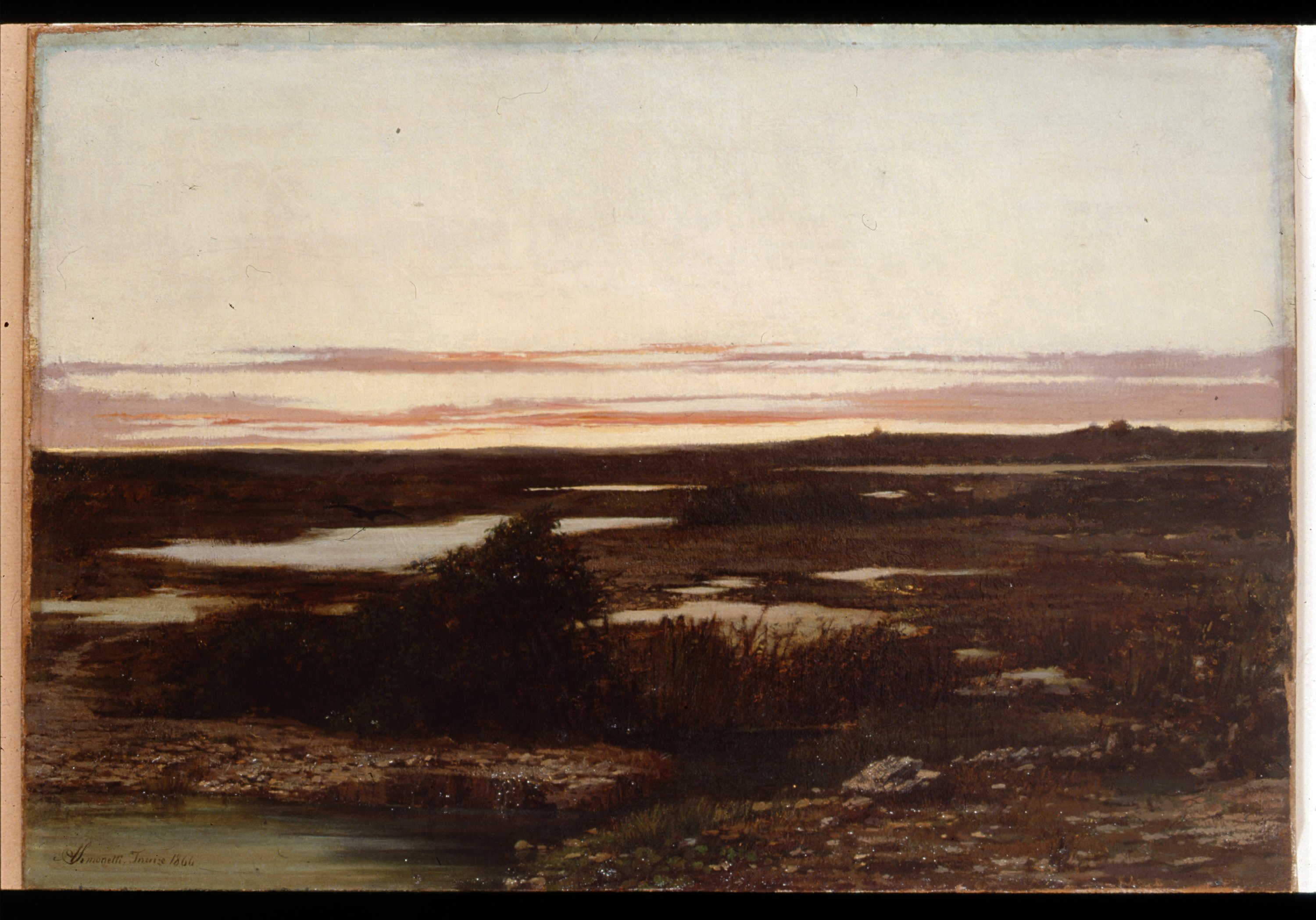Una maremma, paesaggio lacustre (dipinto) di Simonetti Alfonso (sec. XIX)