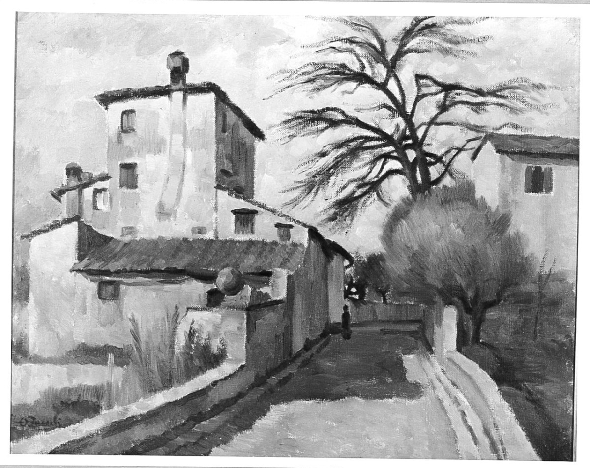 veduta di paese (dipinto) di Zuccoli Oreste (sec. XX)