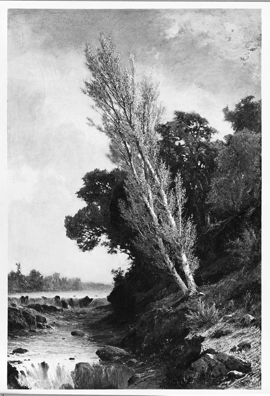 La Nera a Narni, paesaggio con cascata del fiume Nera a Narni (dipinto) di Vertunni Achille (seconda metà sec. XIX)