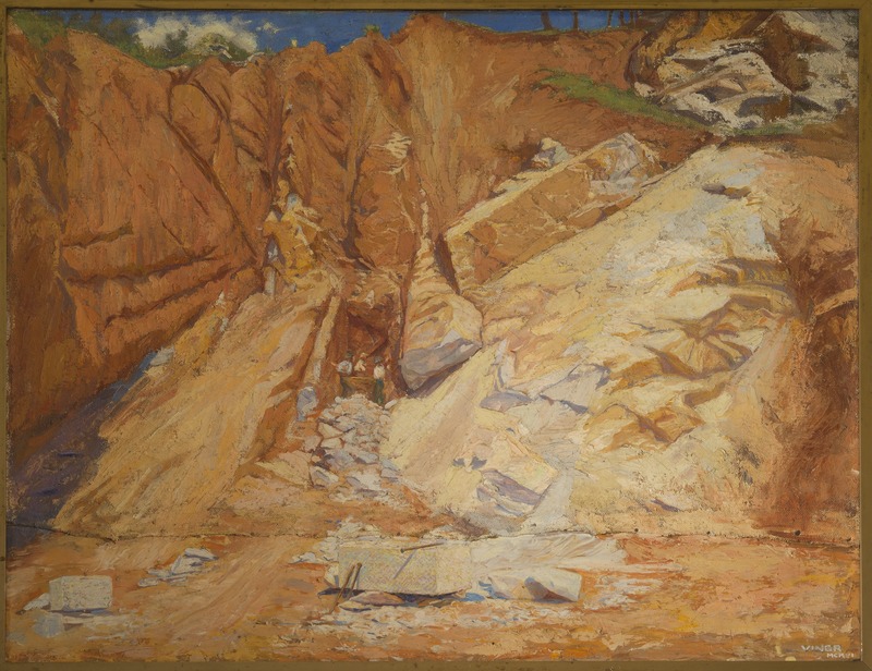 Cave di marmo, paesaggio roccioso (dipinto) di Viner Giuseppe (sec. XX)