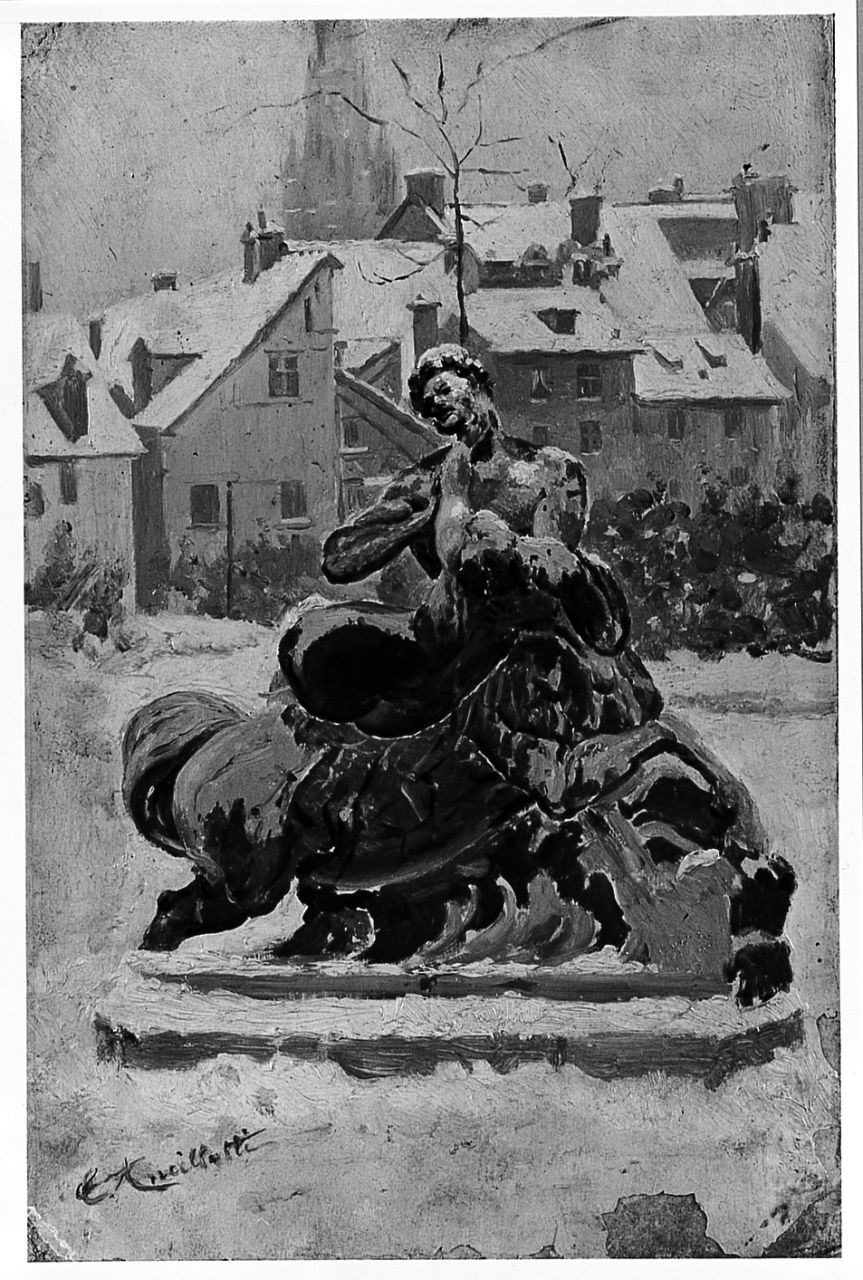 fontana a Rouen (dipinto) di Ancillotti Torello (sec. XIX)