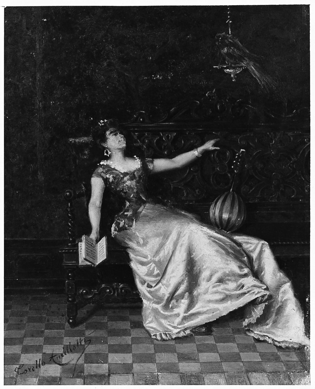 Volupté est mélancolie, interno con figura femminile (dipinto) di Ancillotti Torello (sec. XIX)