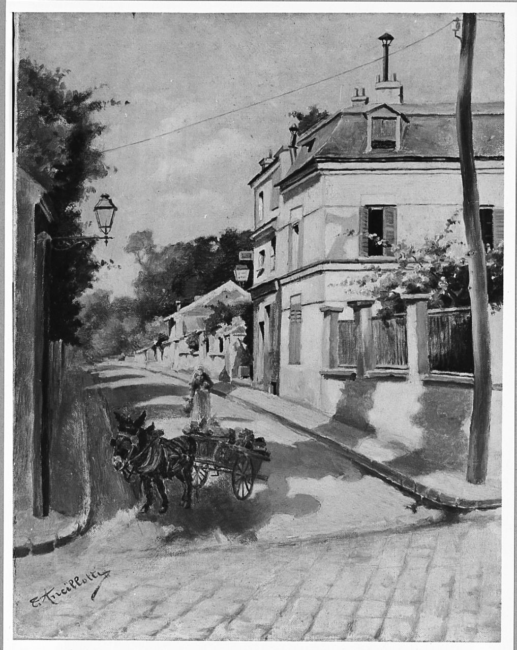 La verdurièr, veduta di strada di città (dipinto) di Ancillotti Torello (sec. XIX)