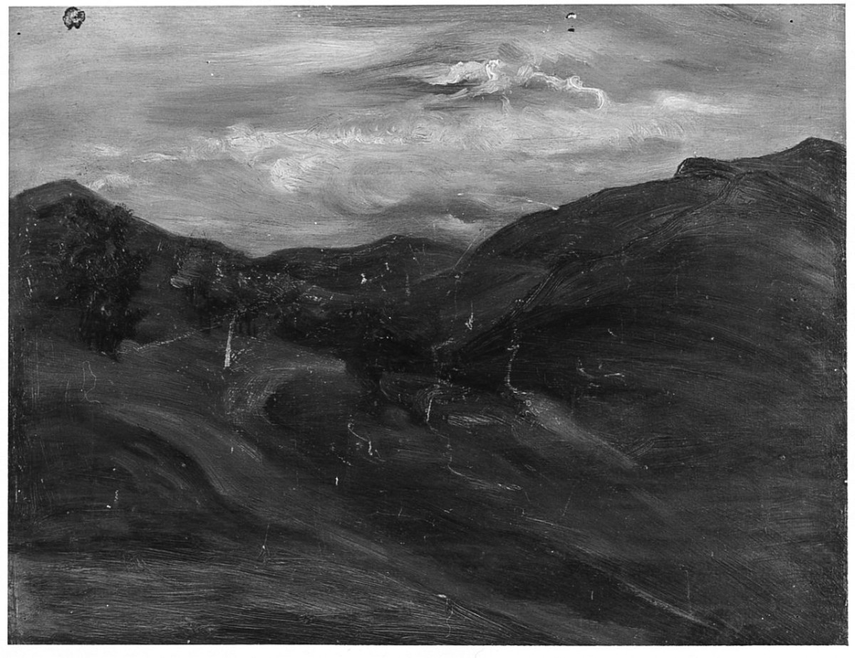Paesaggio alpestre (Le Piastre), paesaggio montano (dipinto) di Ancillotti Goretti Beatrice (sec. XX)