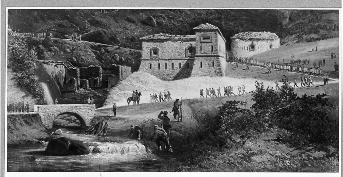 Ampola, resa del forte 19 luglio 1866 (dipinto) - ambito italiano (sec. XIX)