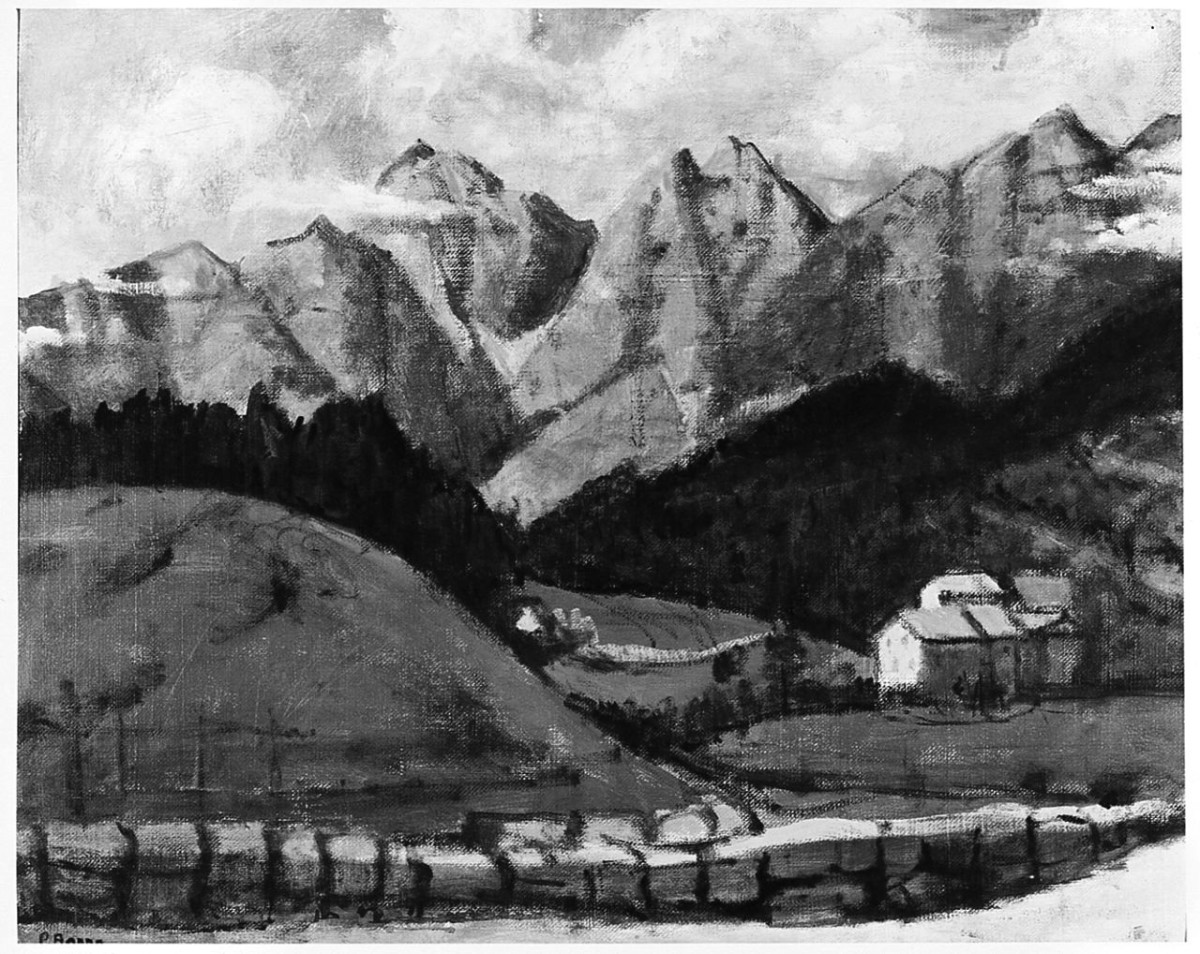 paesaggio montano (dipinto) di Borra Pompeo (sec. XX)