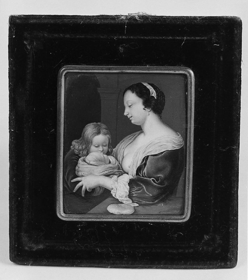 La buona madre, giovane madre con infante (dipinto) di Biscarra Alessio Antonietta (sec. XIX)