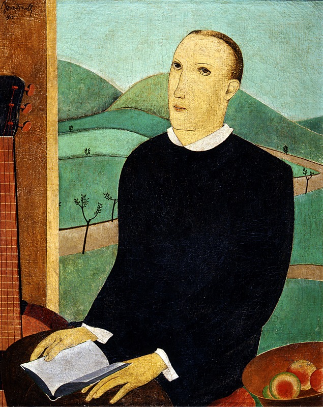 Lo studente, figura maschile (dipinto) di Bandinelli Aldo (sec. XX)