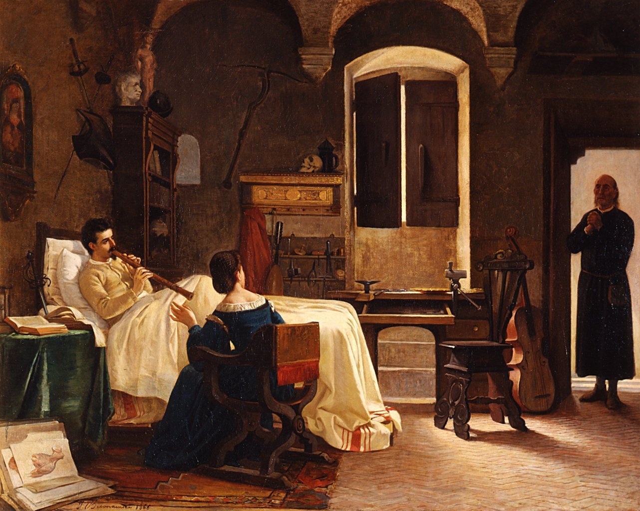 Benvenuto Cellini convalescente (dipinto) di Buonamici Ferdinando (sec. XIX)