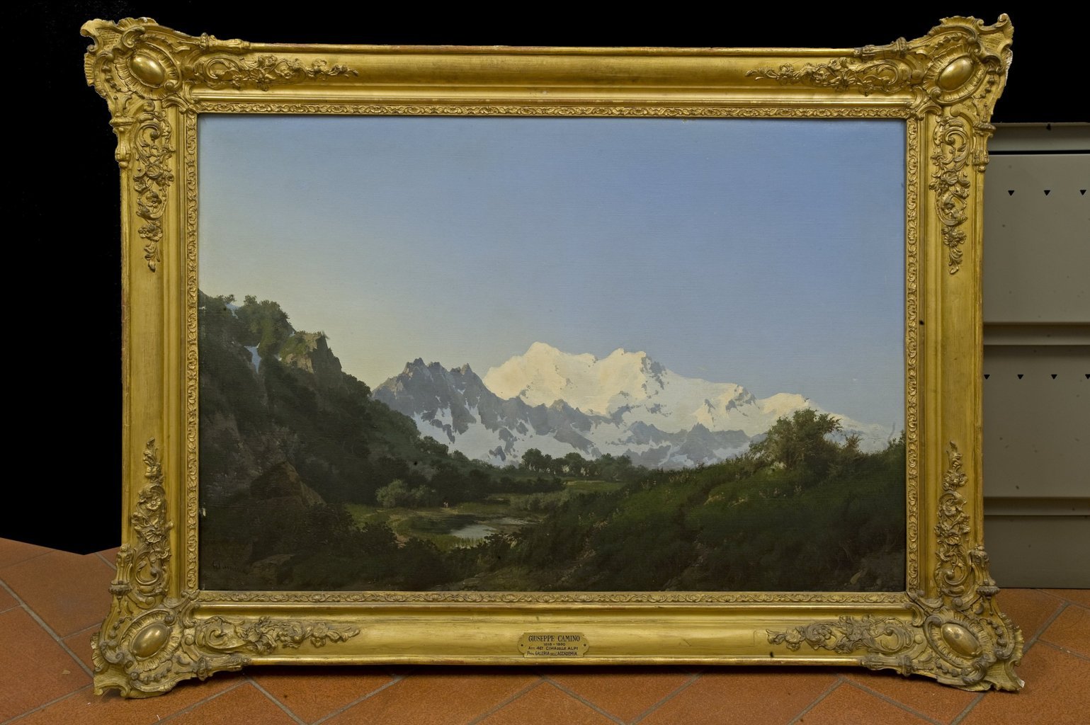 Cima delle Alpi, paesaggio montano (dipinto) di Camino Giuseppe (sec. XIX)