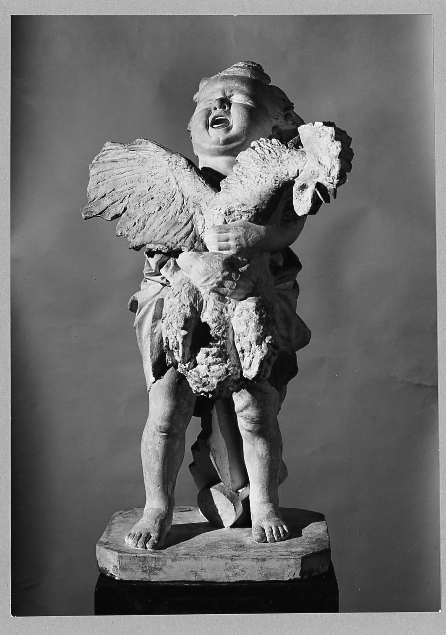 Bambino col gallo, bambino con gallo (scultura) di Cecioni Adriano (sec. XIX)