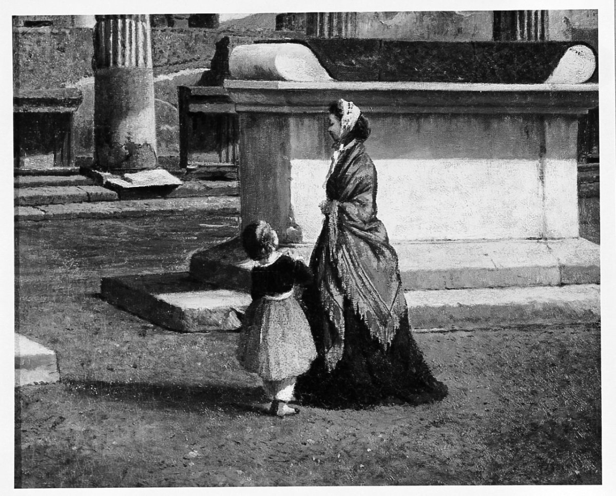 veduta di Pompei (dipinto) di Celentano Bernardo (sec. XIX)