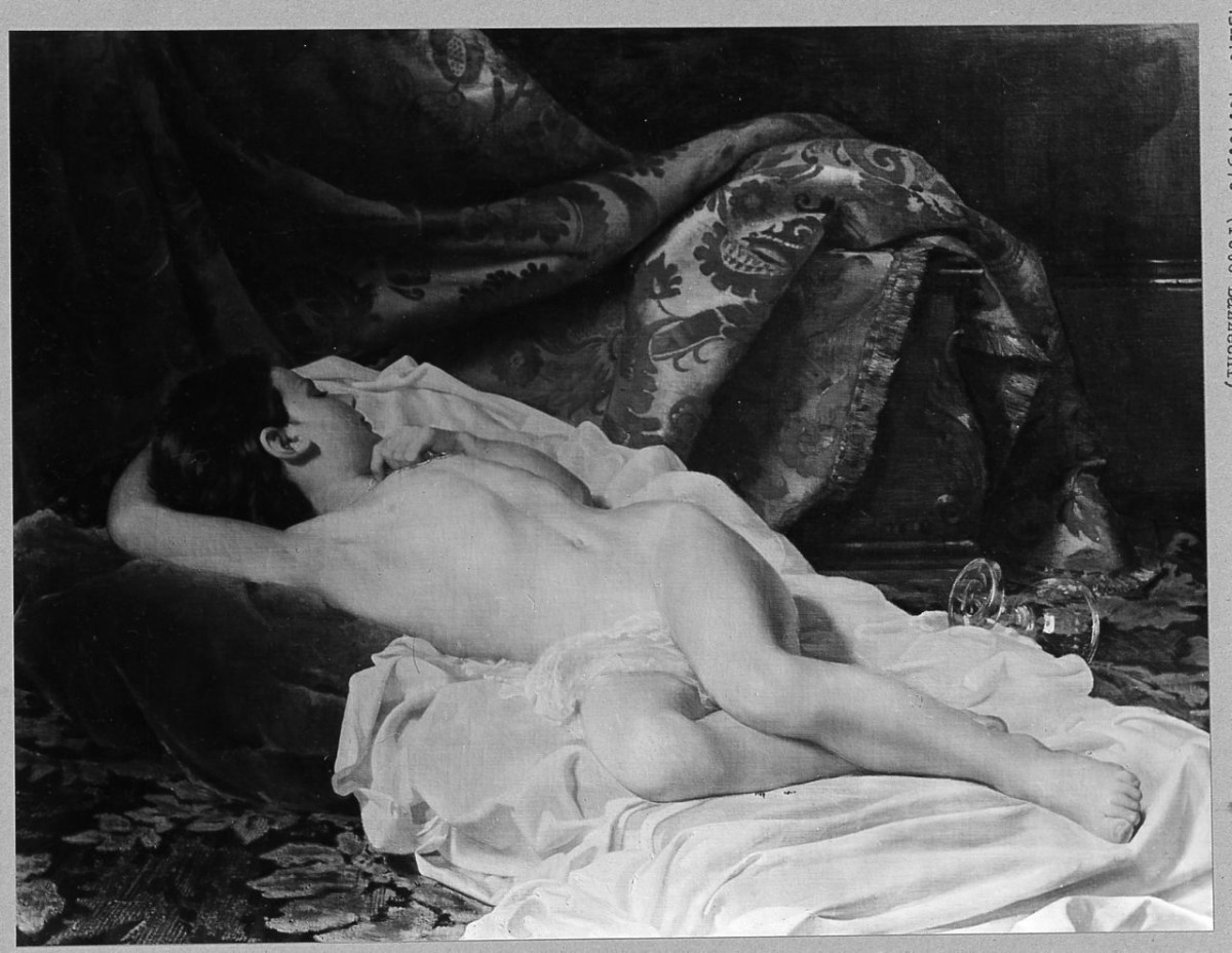 Fanciulla dormiente, figura femminile nuda (dipinto) di Martinetti Giacomo (sec. XIX)
