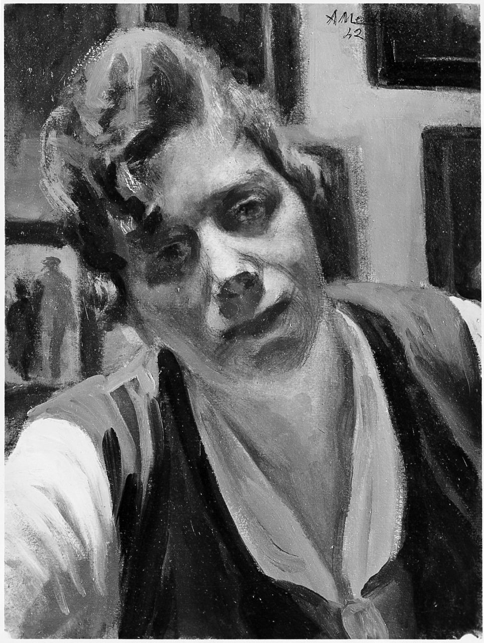 autoritratto di Amalia Mecherini (dipinto) di Mecherini Amalia (sec. XX)