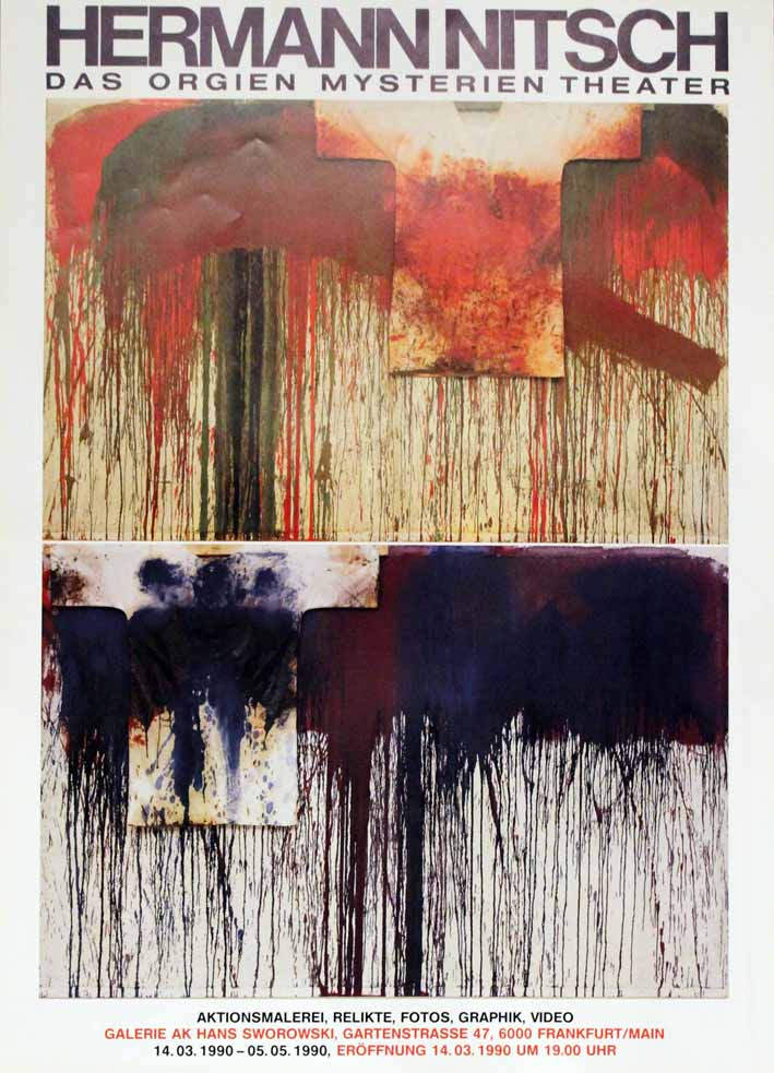 Pittura su camice e tela (manifesto) di Hermann Nitsch (attribuito) - ambito tedesco (seconda metà XX sec)