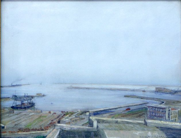 Porto con banchine, porto con banchine (disegno) di Sabi (sec. XX)