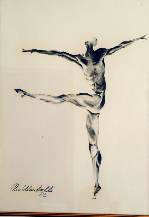 Danzatore, ballerino che danza (disegno) di Mandrelli Clio (sec. XX)
