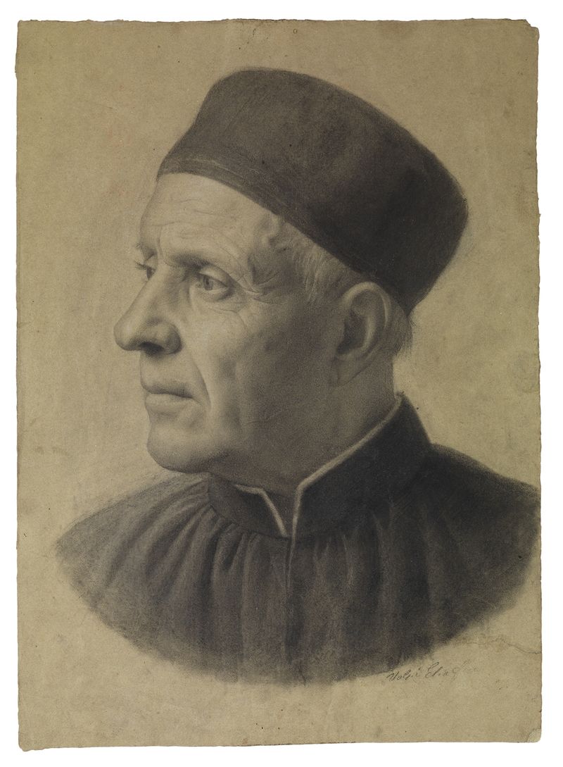 ritratto di vecchio (disegno) di Volpi Elia (sec. XIX)