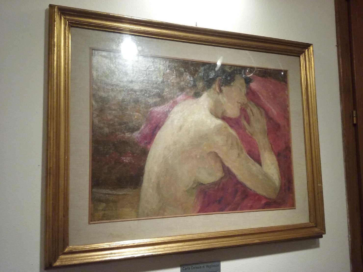 Nudo femminile in interno, nudo di donna (dipinto) di Carla Celesia di Vegliasco (attribuito) (sec. XX)