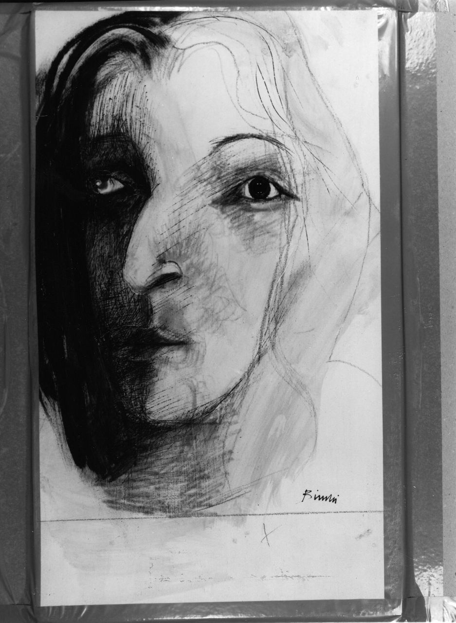 volto femminile (disegno) di Bimbi Adriano (sec. XX)