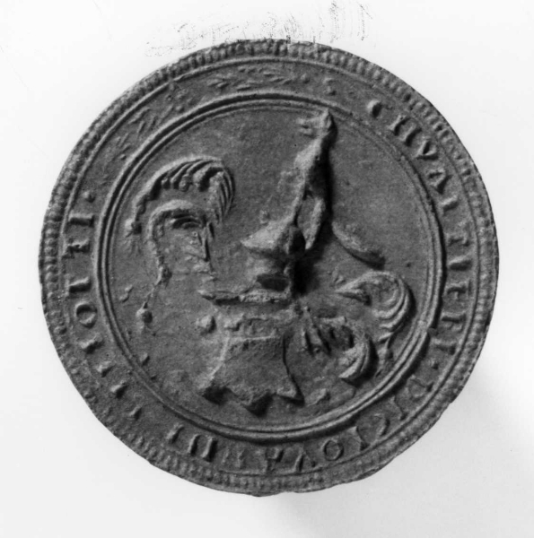 stemma gentilizio con cimiero (calco di sigillo) di Lelli Oronzio (ultimo quarto sec. XIX)