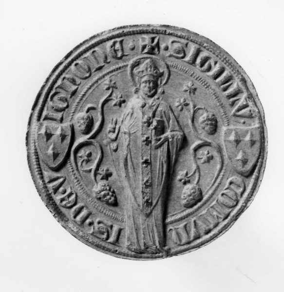 San Biagio e arme dei Salimbeni (calco di sigillo) di Lelli Oronzio (secc. XIX/ XX)