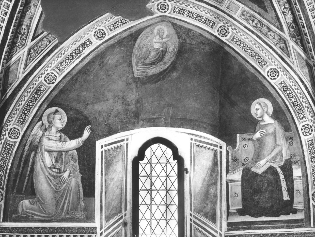 Annunciazione con Dio Padre e angeli (dipinto murale, elemento d'insieme) di Maestro di Barberino (attribuito) (sec. XIV)