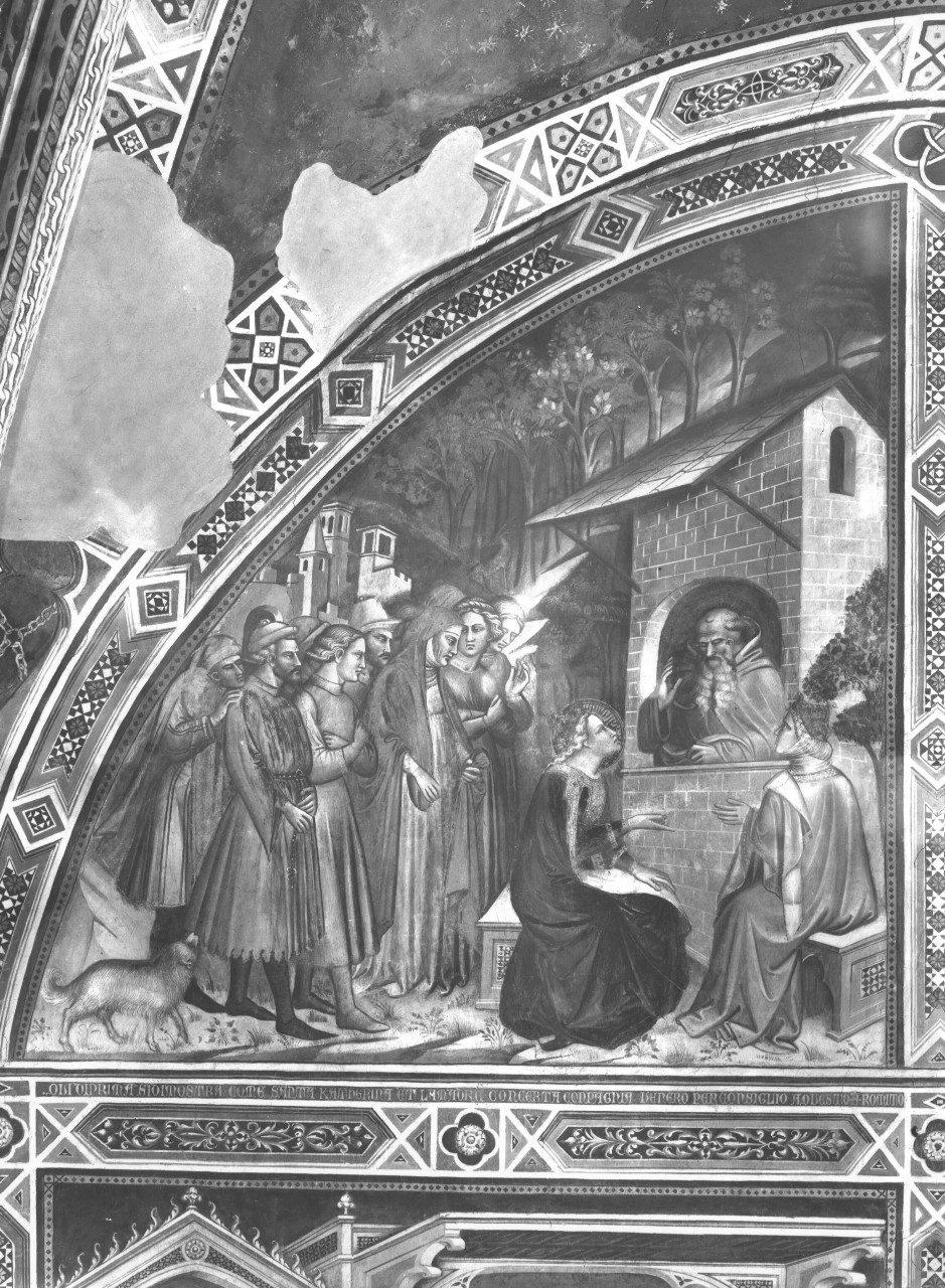 Santa Caterina d'Alessandria e la madre fanno visita ad un eremita (dipinto murale, elemento d'insieme) di Spinello Aretino (sec. XIV)