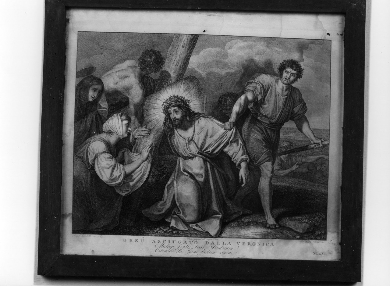 Gesù asciugato dalla Veronica, stazione VI: Gesù asciugato dalla Veronica (stampa, serie) di Pera Giuseppe, Sabatelli Luigi, Cecchi Giovan Battista (sec. XIX)