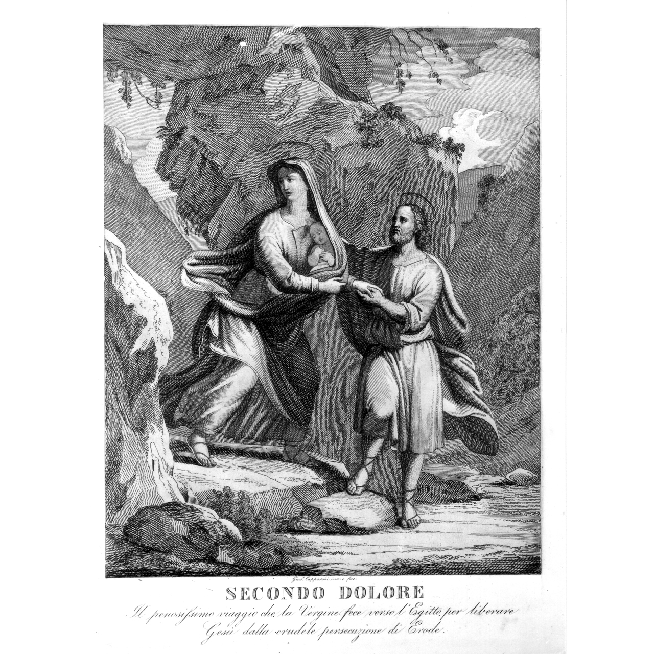 fuga in Egitto (stampa, serie) di Capparoni Giuseppe (sec. XIX)