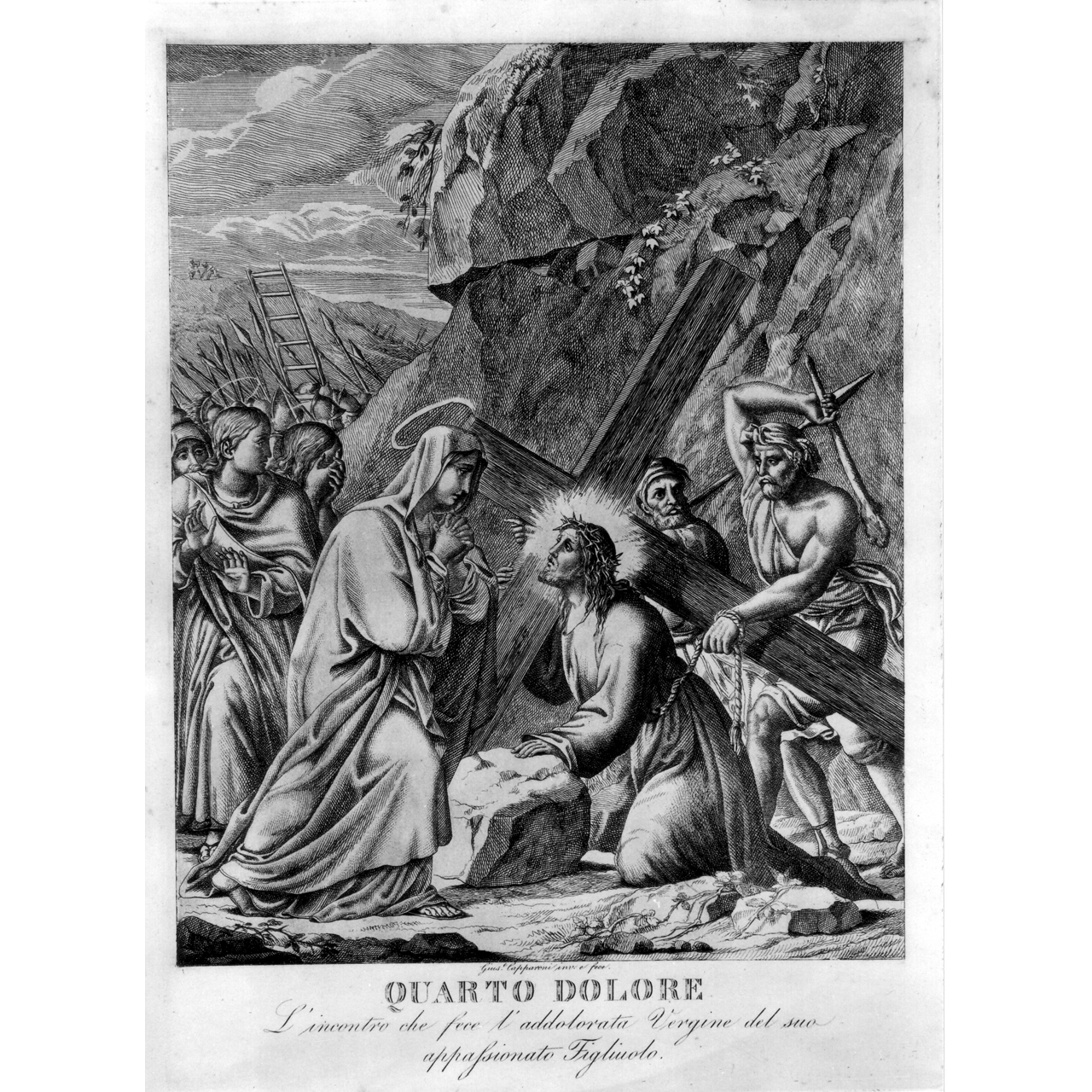Cristo incontra la Madonna sulla via del Calvario (stampa, serie) di Capparoni Giuseppe (sec. XIX)